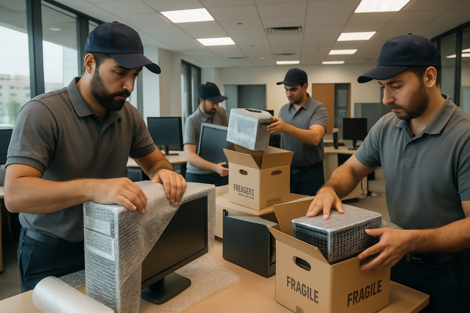 Professional packing of office equipment
