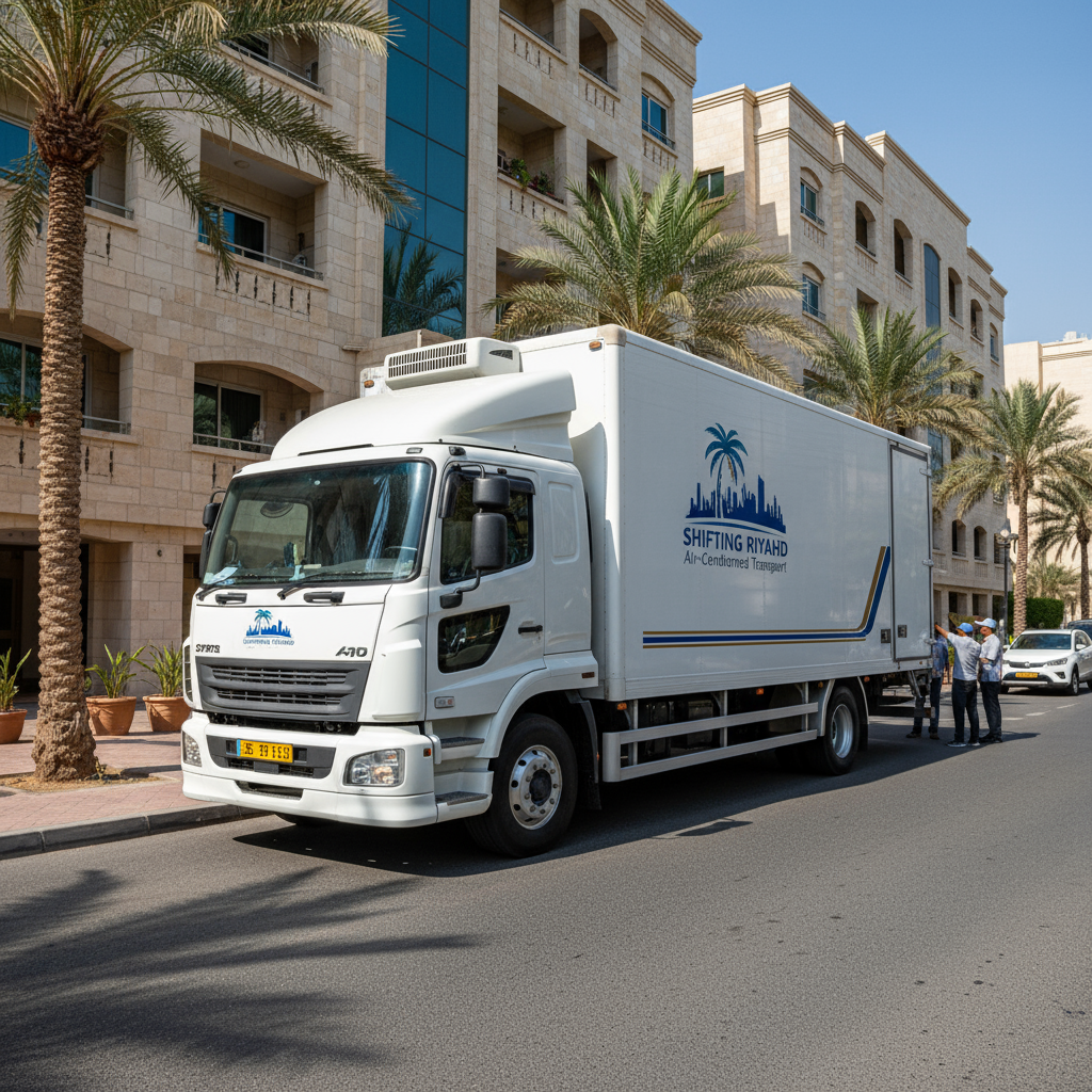 Air-conditioned moving truck with Shifting Riyadh branding